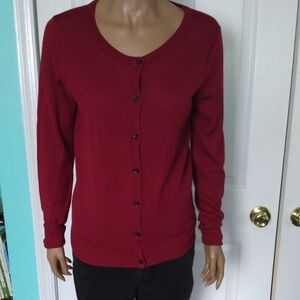 Maroon Color The Limited Cardigan Wms Size L, Gently Pre-loved Marino Wool Blend